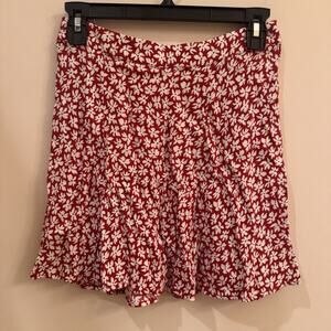 Reformation Red Grenadine Ditzy Floral Flounce Skirt Womens Size 6 Spring Summer